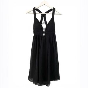 Cache  y2k vintage Black Backless sequins Crisscross Midi Dress silk